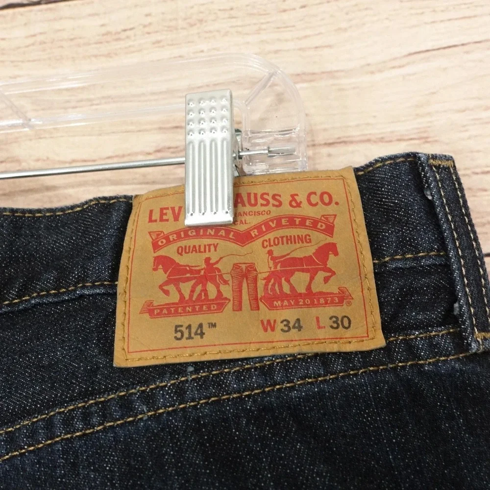 Levis 514 Jeans Mens 34x30 Blue Dark Wash Slim Straight Denim Pants